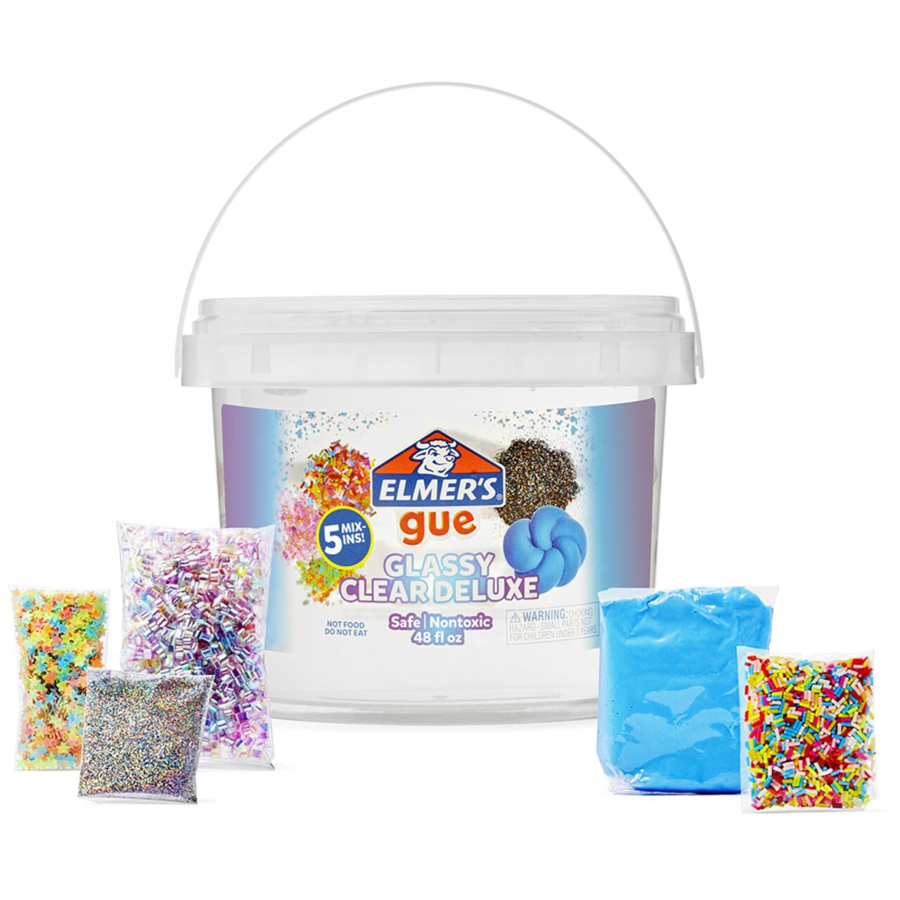 Gue Premade Includes 5 Sets of Slime Add-ins, 3 Lb. Bucket, Glassy Clear